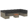 Image de vidaXL Ensemble de salon de jardin 11 pièces avec coussins Gris Poly rotin