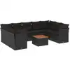 Image de vidaXL Ensemble de 10 canapés de jardin avec coussins noir poly rotin