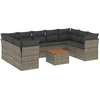 Image de vidaXL Ensemble de salon de jardin 10 pièces avec coussins Gris Poly Rattan