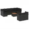Image de vidaXL Ensemble de 10 canapés de jardin avec coussins noir poly rotin