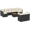 Image de vidaXL Ensemble de 10 canapés de jardin avec coussins noir poly rotin