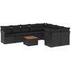 Image de vidaXL Ensemble de 10 canapés de jardin avec coussins noir poly rotin