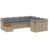 Image de vidaXL Ensemble de salon de jardin 10 pièces avec coussins Beige Poly Rattan