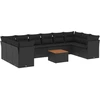 Image de vidaXL Ensemble de salon de jardin 11 pièces avec coussins noir poly rotin