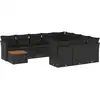 Image de vidaXL Ensemble de salon de jardin 11 pièces avec coussins noir poly rotin
