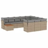 Image de vidaXL Ensemble de salon de jardin 11 pièces avec coussins Beige Poly Rattan