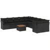 Image de vidaXL Ensemble de salon de jardin 11 pièces avec coussins noir poly rotin
