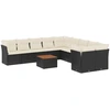 Image de vidaXL Ensemble de salon de jardin 11 pièces avec coussins noir poly rotin