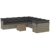 Image de vidaXL Ensemble de salon de jardin 11 pièces avec coussins Gris Poly rotin