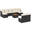 Image de vidaXL Ensemble de 10 canapés de jardin avec coussins noir poly rotin