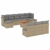 Image de vidaXL Ensemble de salon de jardin 11 pièces avec coussins Beige Poly Rattan