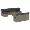 Image de vidaXL Ensemble de salon de jardin 11 pièces avec coussins Gris Poly rotin