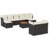 Image de vidaXL Ensemble de 10 canapés de jardin avec coussins noir poly rotin
