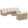 Image de vidaXL Ensemble de salon de jardin 10 pièces avec coussins Beige Poly Rattan