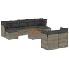 Image de vidaXL Ensemble de salon de jardin 10 pièces avec coussins Gris Poly Rattan