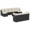 Image de vidaXL Ensemble de salon de jardin 11 pièces avec coussins noir poly rotin