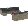 Image de vidaXL Ensemble de salon de jardin 11 pièces avec coussins Gris Poly rotin