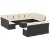 Image de vidaXL Ensemble de salon de jardin 14 pièces avec coussins noir Poly rotin