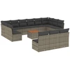 Image de vidaXL Ensemble de salon de jardin 14 pièces avec coussins Gris Poly rotin