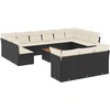 Image de vidaXL Ensemble de salon de jardin 14 pièces avec coussins noir Poly rotin