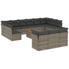 Image de vidaXL Ensemble de salon de jardin 14 pièces avec coussins Gris Poly rotin