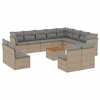 Image de vidaXL Ensemble de 13 canapés de jardin avec coussins Beige Poly Rattan