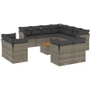Image de vidaXL Ensemble de salon de jardin 12 pièces avec coussins Gris Poly rotin