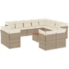 Image de vidaXL Ensemble de 13 canapés de jardin avec coussins Beige Poly Rattan