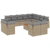 Image de vidaXL Ensemble de 13 canapés de jardin avec coussins Beige Poly Rattan