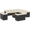 Image de vidaXL Ensemble de salon de jardin 14 pièces avec coussins noir Poly rotin