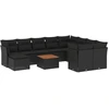 Image de vidaXL Ensemble de salon de jardin 11 pièces avec coussins noir poly rotin