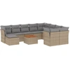 Image de vidaXL Ensemble de salon de jardin 11 pièces avec coussins Beige Poly Rattan