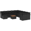 Image de vidaXL Ensemble de 12 canapés de jardin avec coussins noir poly rotin