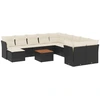 Image de vidaXL Ensemble de 12 canapés de jardin avec coussins noir poly rotin