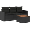 Image de vidaXL Ensemble de salon de jardin 4 pièces avec coussins noir poly rotin