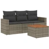 Image de vidaXL Ensemble de salon de jardin 4 pièces avec coussins Gris Poly rotin