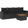 Image de vidaXL Ensemble de salon de jardin 5 pièces avec coussins noir poly rotin