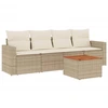 Image de vidaXL Ensemble de salon de jardin 5 pièces avec coussins Beige Poly Rattan