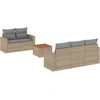 Image de vidaXL Ensemble de salon de jardin 6 pièces avec coussins Beige Poly Rattan