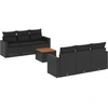 Image de vidaXL Ensemble de salon de jardin 7 pièces avec coussins noir poly rotin