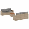 Image de vidaXL Ensemble de salon de jardin 7 pièces avec coussins Beige Poly Rattan