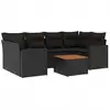 Image de vidaXL Ensemble de salon de jardin 7 pièces avec coussins noir poly rotin