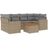 Image de vidaXL Ensemble de salon de jardin 7 pièces avec coussins Beige Poly Rattan