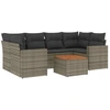 Image de vidaXL Ensemble de salon de jardin 7 pièces avec coussins Gris Poly rotin