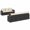Image de vidaXL Ensemble de jardin canapé 8 pièces avec coussins noir poly rotin