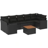 Image de vidaXL Ensemble de jardin canapé 8 pièces avec coussins noir poly rotin