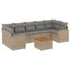 Image de vidaXL Ensemble de jardin canapé 8 pièces avec coussins Beige Poly Rattan