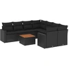 Image de vidaXL Ensemble de salon de jardin 9 pièces avec coussins noir poly rotin