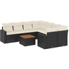 Image de vidaXL Ensemble de salon de jardin 9 pièces avec coussins noir poly rotin
