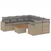 Image de vidaXL Ensemble de salon de jardin 9 pièces avec coussins beige Poly rotin